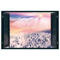 Ventanas de vinilo sol y montañas nevadas